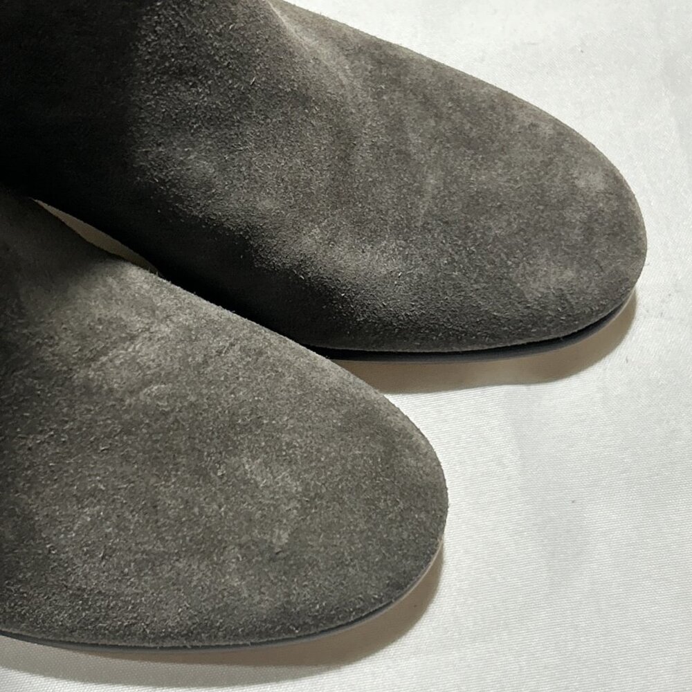 Land End Suede High Block Heel Rounded Toe Dress Boots 8 New Gray - Picture 12 of 13